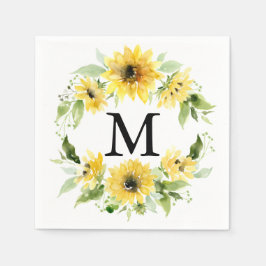Serviette En Papier Jardin de tournesol Monogramme Mariage Cocktail Na