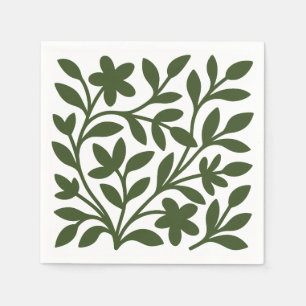 Serviette En Papier Jardin de vrilles feuilles florales vertes