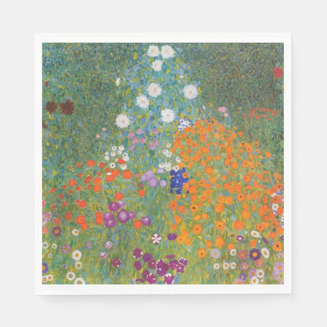 Serviette En Papier Jardin des fleurs (par Gustav Klimt) (Devant)