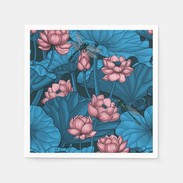 Serviette En Papier Jardin du lotus nocturne (Devant)
