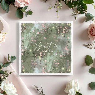Serviette En Papier Jardin enchanté Sweet 16 Motif rose ID1163