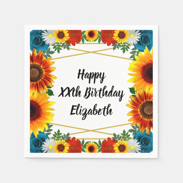 Serviette En Papier Jardin Été Floral Géométrique Napkins (Devant)