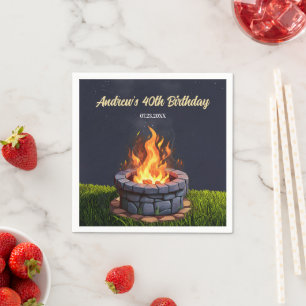 Serviette En Papier Jardin Fire Pit Bonfire Cookout, Anniversaire BBQ