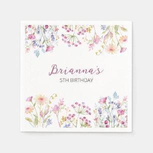 Serviette En Papier Jardin fleur sauvage thème fille Merci aquarelle