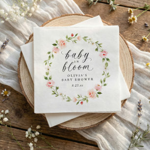 Serviette En Papier Jardin Floral Aquarelle Rose en Fleur Baby Shower