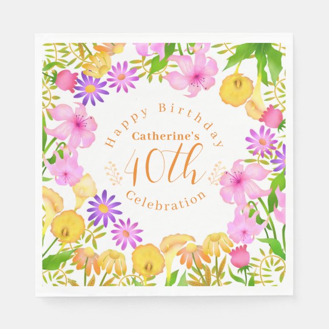 Serviette En Papier Jardin floral blanc (Devant)
