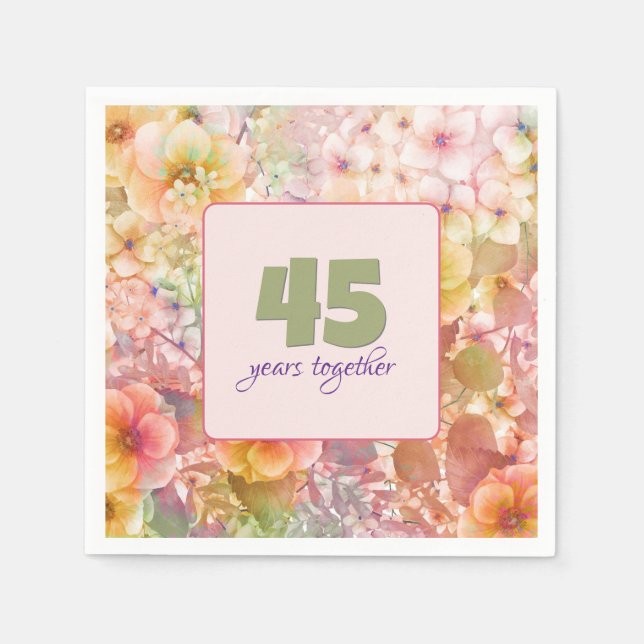 Serviette En Papier Jardin floral Cosmos, 45e anniversaire (Devant)