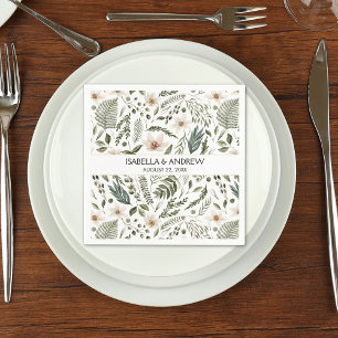 Serviette En Papier Jardin Floral Élégant Motif Botanique Fleurs