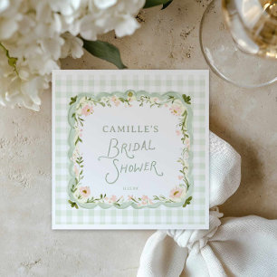 Serviette En Papier Jardin Floral Gingham Shower de Mariage