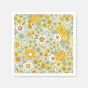 Serviette En Papier Jardin Floral Jaune Motif