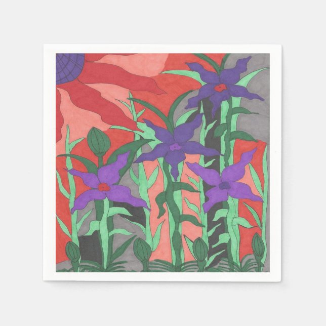 Serviette En Papier Jardin floral Twilight (Devant)