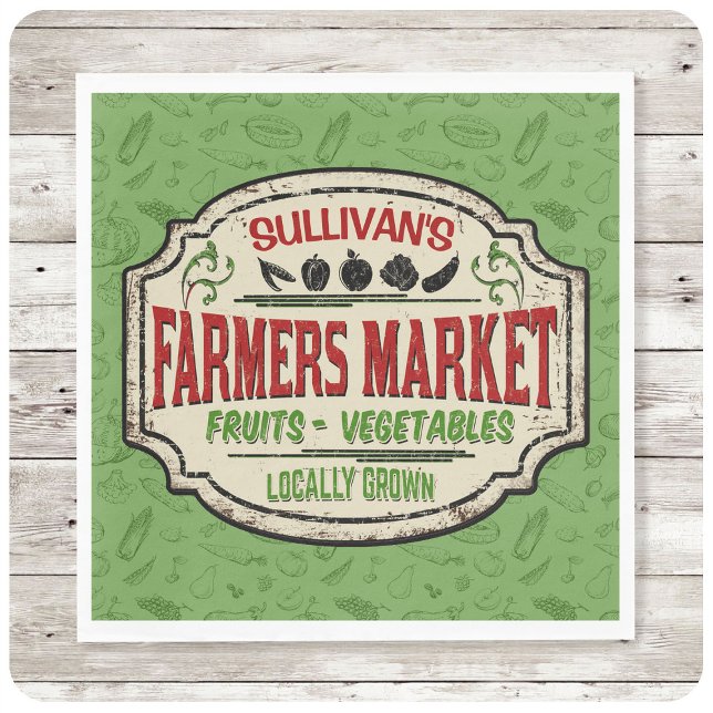 Serviette En Papier Jardin frais AJOUTER LE NOM Localement Cultivé Far (Créateur téléchargé)