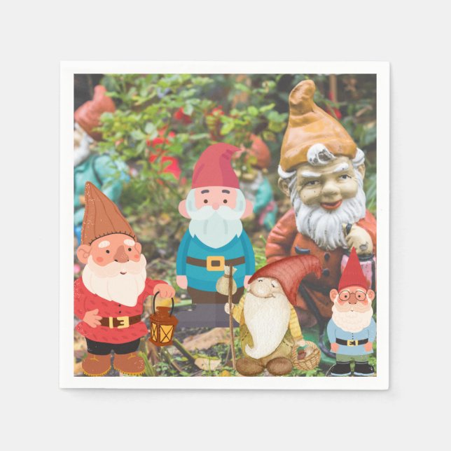 Serviette En Papier Jardin Gnome (Devant)