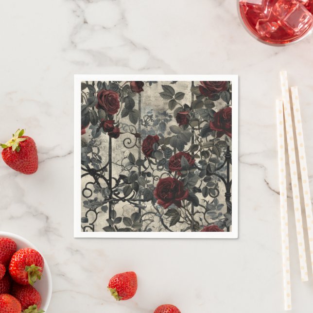 Serviette En Papier Jardin gothique victorien Rose Motif (En situation)