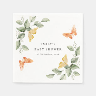 Serviette En Papier Jardin Jaune mignon Baby shower de Papillons