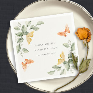 Serviette En Papier Jardin Jaune mignon Papillons Mariage