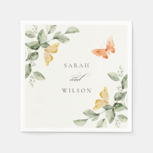 Serviette En Papier Jardin Jaune mignon Papillons Mariage