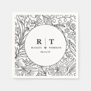 Serviette En Papier Jardin moderne Floral Élégante Partie d'engagement