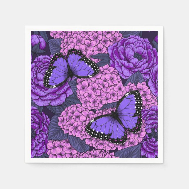 Serviette En Papier Jardin morpho bleu 2 (Devant)