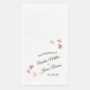 Serviette En Papier Jardin Papillons Roses Mariage Romantique Simple
