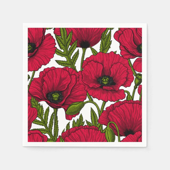 Serviette En Papier Jardin Red Poppy 2 (Devant)