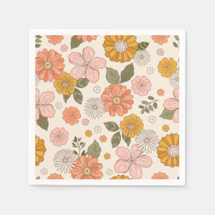 Serviette En Papier Jardin rose et orange Motif