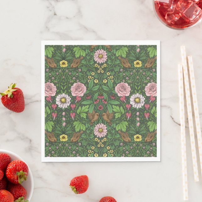 Serviette En Papier Jardin sauvage en vert (En situation)