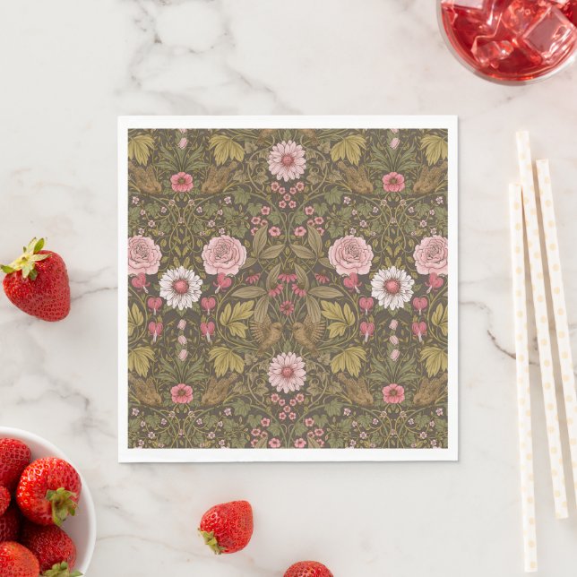Serviette En Papier Jardin sauvage sur café brun (En situation)