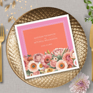 Serviette En Papier Jardin Sunrise rose Orange moderne Mariage Floral