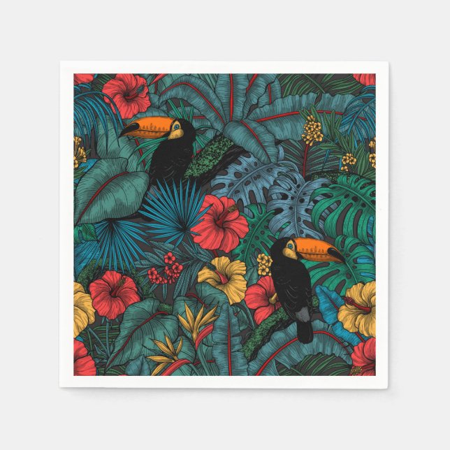 Serviette En Papier Jardin toucan (Devant)