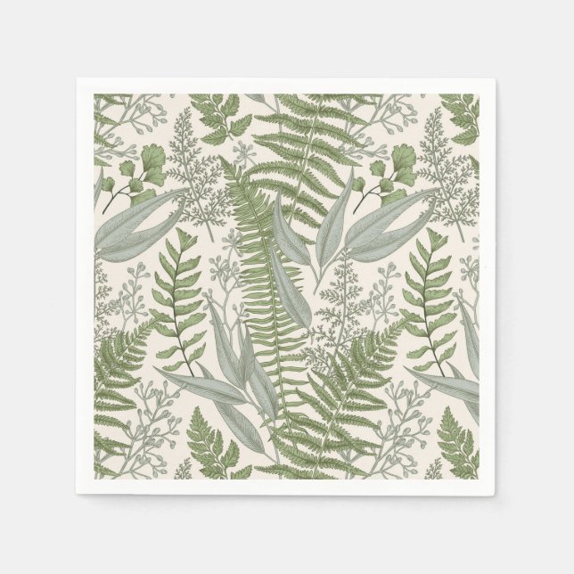 Serviette En Papier Jardin vert fleuri (Devant)