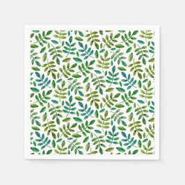 Serviette En Papier Jardin vert motif feuille. Aquarelle botanique