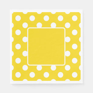 Serviette En Papier Jaune avec des pois blancs