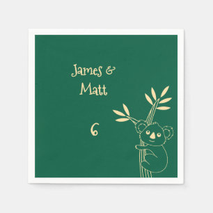 Serviette En Papier Jaune Beurre et Rouge Animaux Australiens Annivers