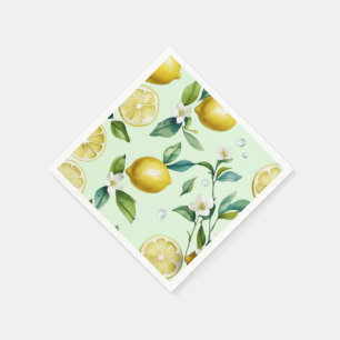 Serviette En Papier Jaune citron jaune à script de mariée