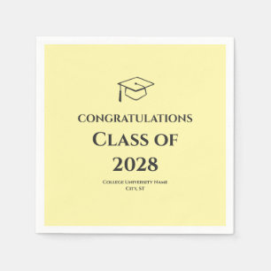 Serviette En Papier Jaune clair moderne Félicitations Diplômé