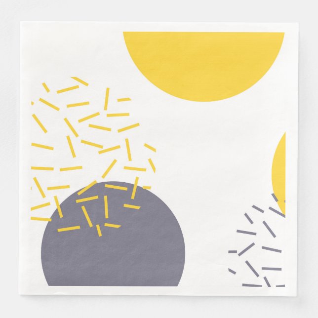Serviette En Papier Jaune, cool, moderne, art géométrique tendance (Devant)