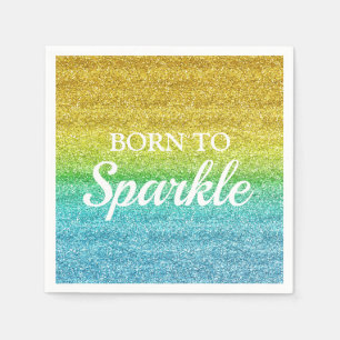 Serviette En Papier Jaune et bleu scintillant Née pour briller