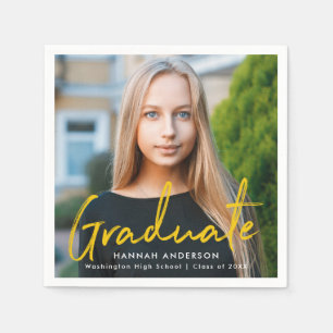 Serviette En Papier Jaune Graduation photo de script de pinceau mode