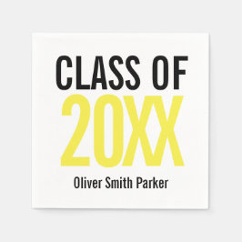 Serviette En Papier Jaune Gras Moderne Graduation TOUTE ANNÉE