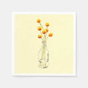 Serviette En Papier Jaune heureux Billy Button fleurs Art australien
