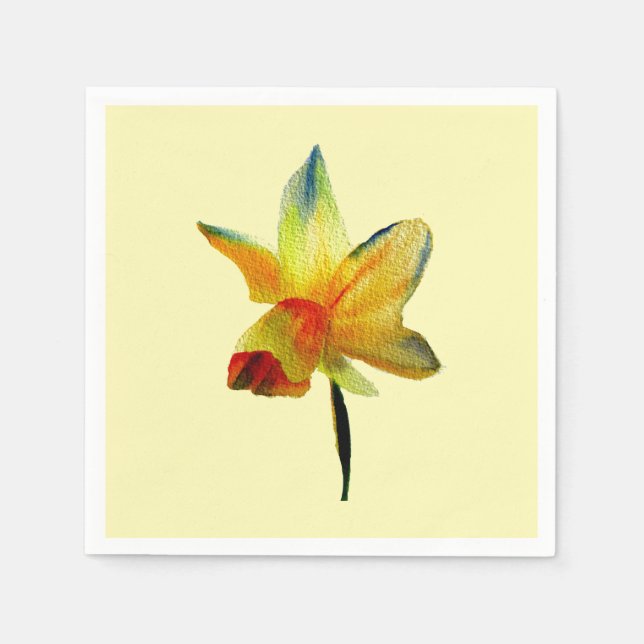 Serviette En Papier Jaune jonquille fleurie art maison (Devant)