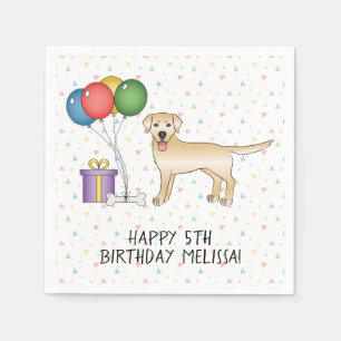 Serviette En Papier Jaune Labrador Retriever Dessin Chien - Anniversai