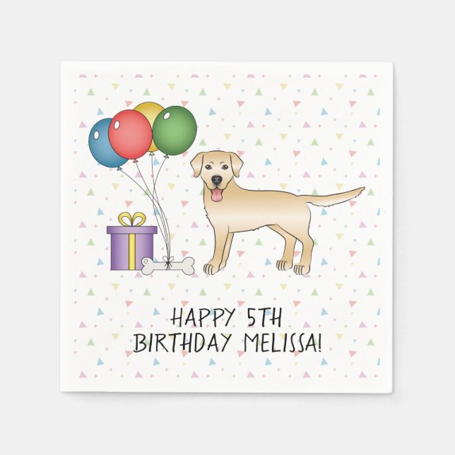 Serviette En Papier Jaune Labrador Retriever Dessin Chien - Anniversai (Devant)
