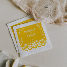 Serviette En Papier Jaune | Mariage mexicain Papel Picado