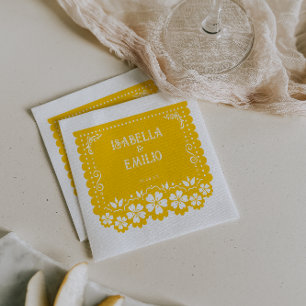 Serviette En Papier Jaune Mariage mexicain Papel Picado