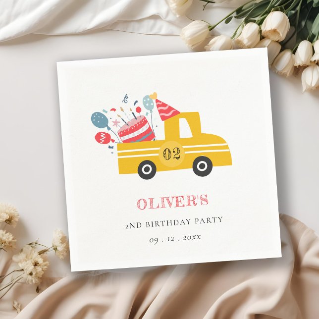 Serviette En Papier Jaune mignon Quel Âge Anniversaire Fête Fête Fête  (Créateur téléchargé)