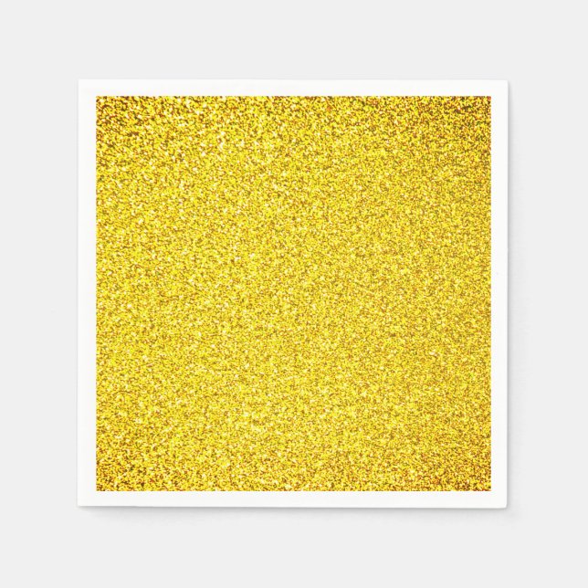Serviette En Papier Jaune Paillettes Or Étincelle Mariages Anniversair (Devant)