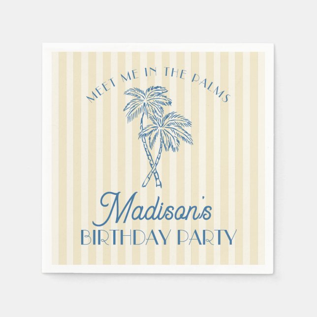 Serviette En Papier Jaune Palm Spring Pastel Beach Anniversaire (Devant)