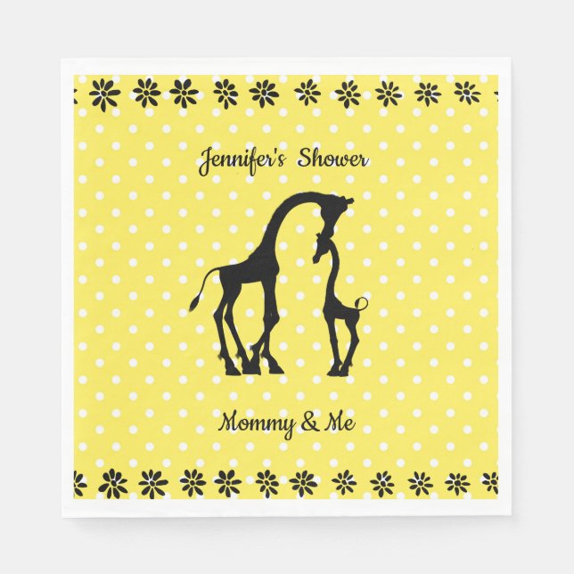 Serviette En Papier Jaune Polka Dot Giraffe Baby shower serviettes (Devant)